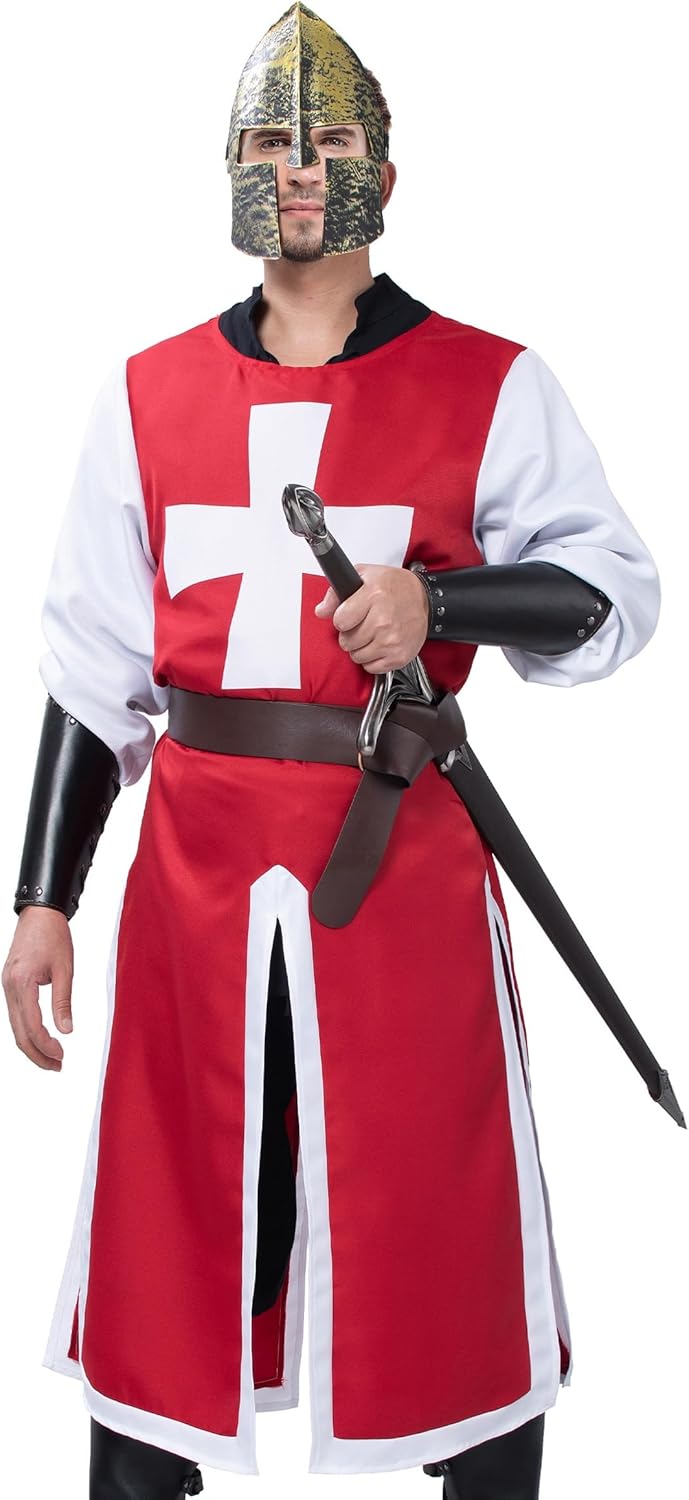 Medieval Knight Templar Costume Set for Halloween Cosplay