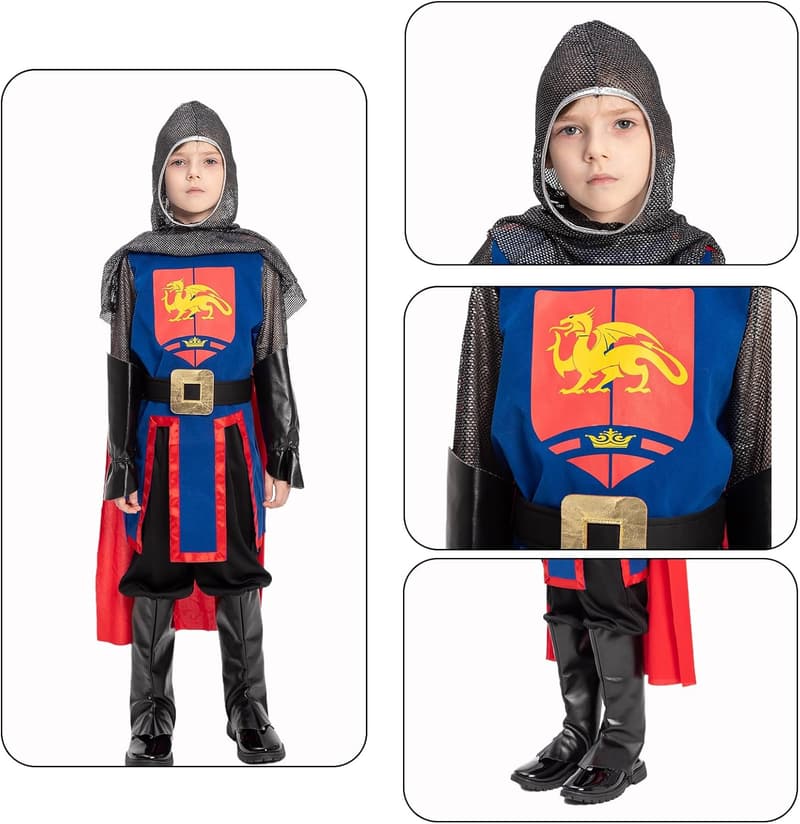 Kids Medieval Knight Costume for Halloween Dress Up