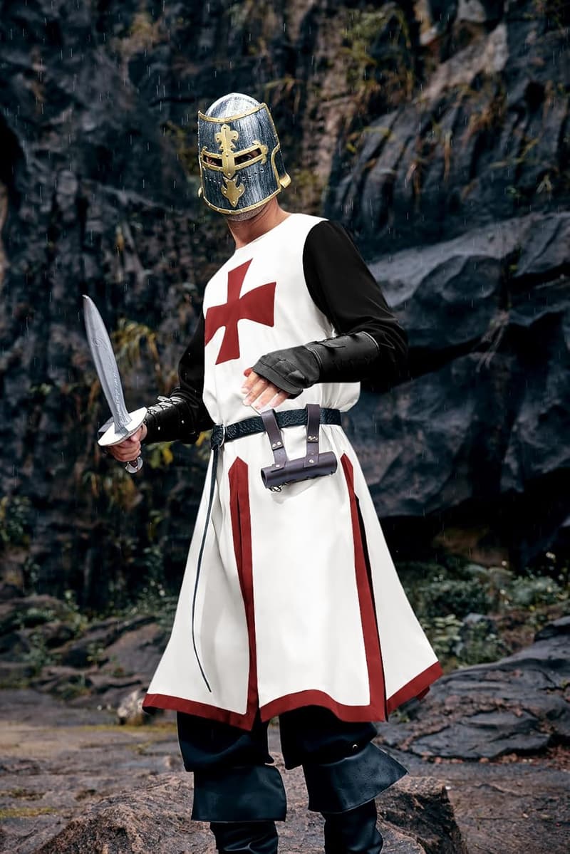 Renaissance Knight Warrior Tunic with Cross for Halloween