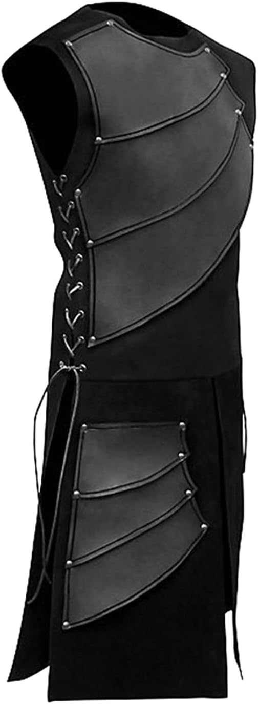 Viking Pirate Armor Costume Set for Men with Long Waistcoat and Bracers