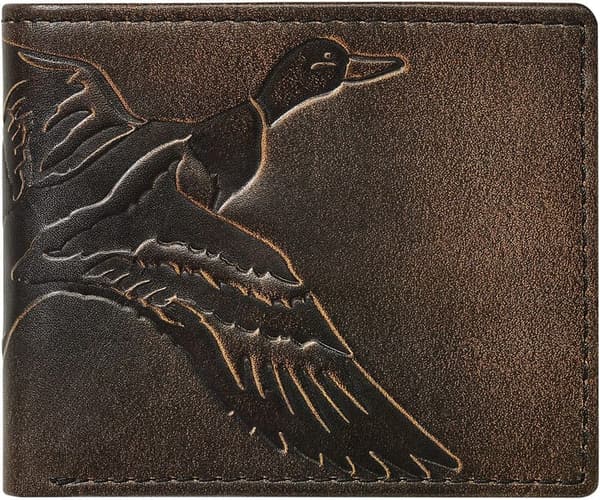 Men's Full Grain Leather Slim Bifold Wallet with Camou Lining