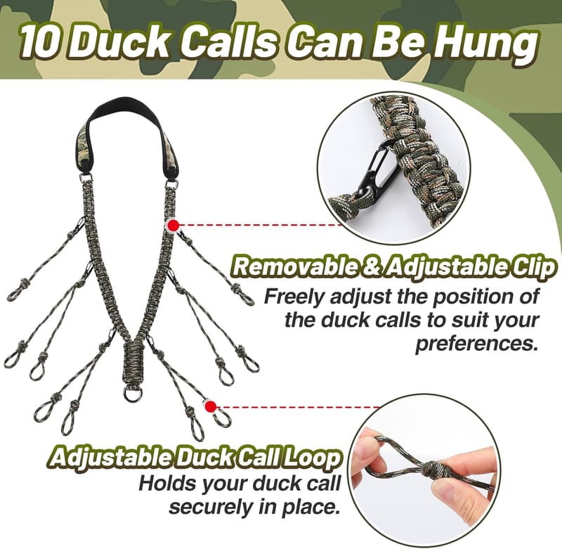 Duck Call Lanyard with 10 Loops - Camo Hunting Accessory