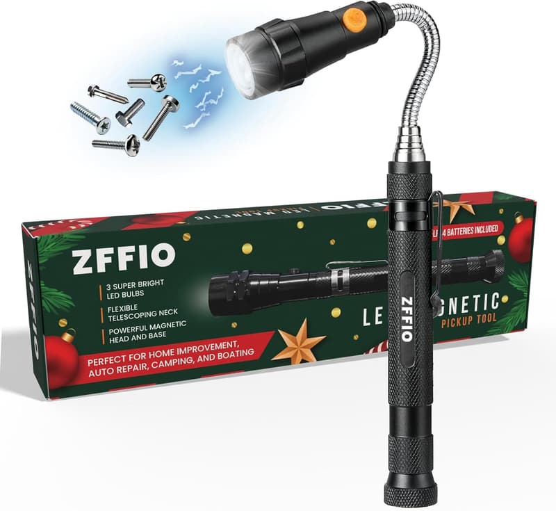 Magnetic Flashlight Pickup Tool - Unique Stocking Stuffer for Men