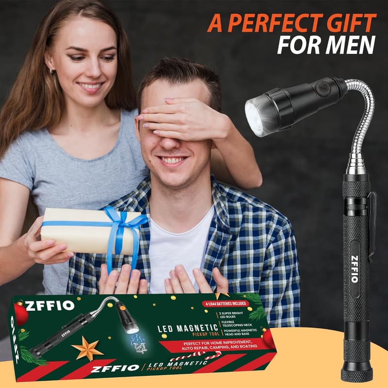 Magnetic Flashlight Pickup Tool - Unique Stocking Stuffer for Men
