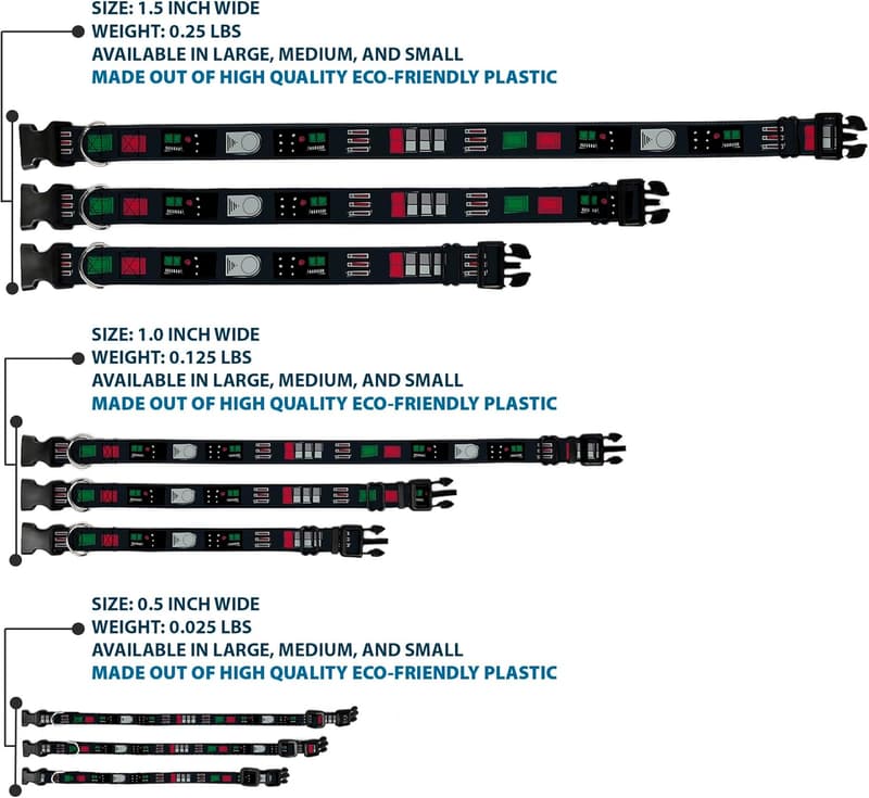 Star Wars Darth Vader Dog Collar - 15-26 Inches, Utility Belt Style