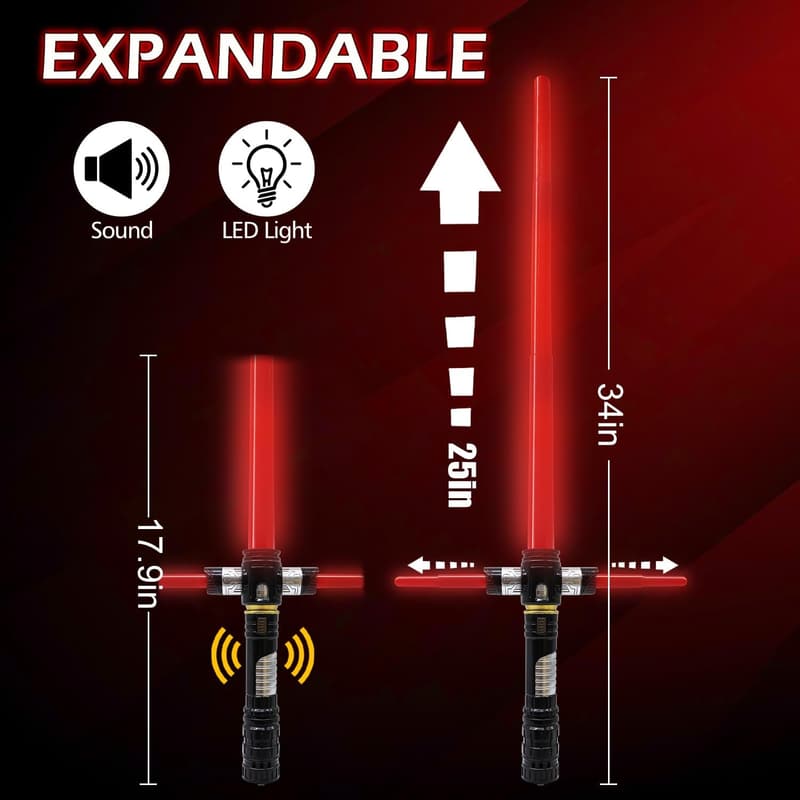 Expandable Red Light Saber Set with FX Sound for Kids