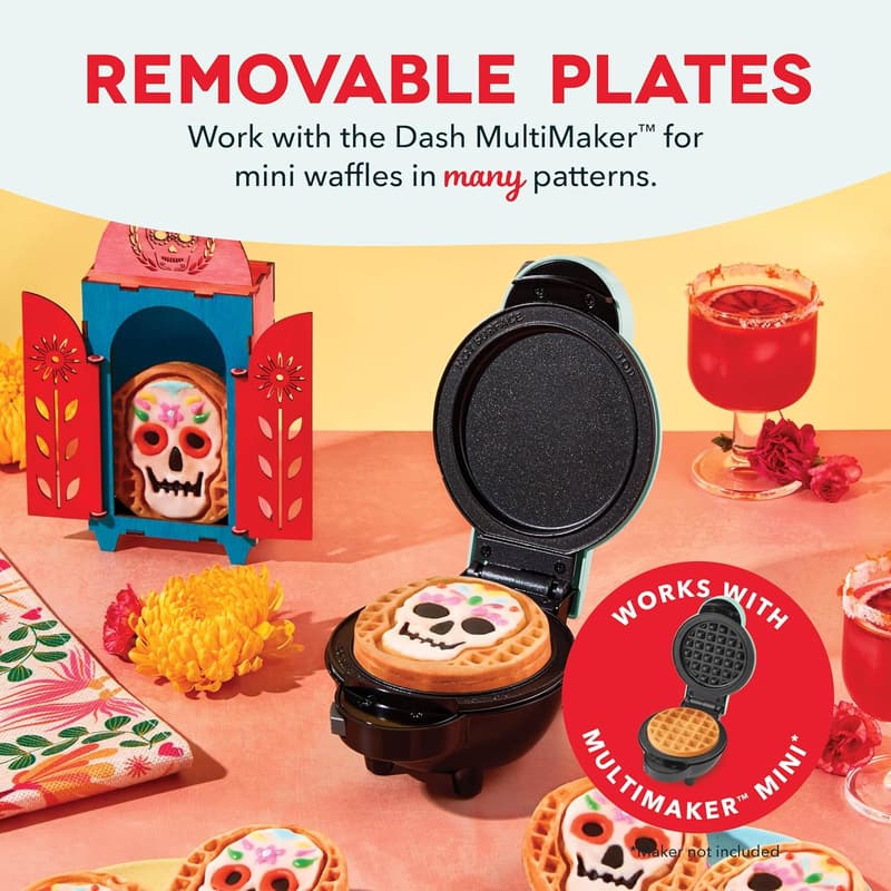 DASH Mini Waffle Maker Plates Set - Skull & Jack-O-Lantern