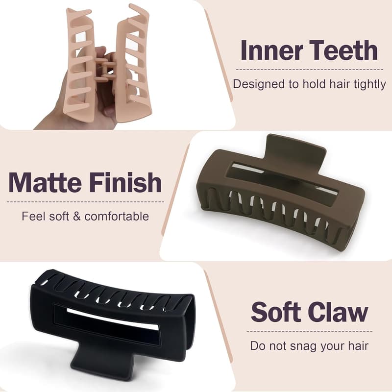 Large Claw Clips for Thick Hair - 6 Pack for Women