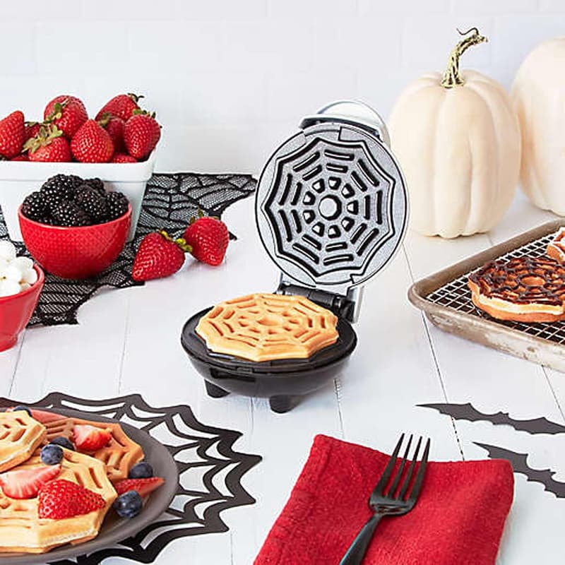 Halloween Spiderweb Mini Waffle Maker - Non-Stick, Easy Clean