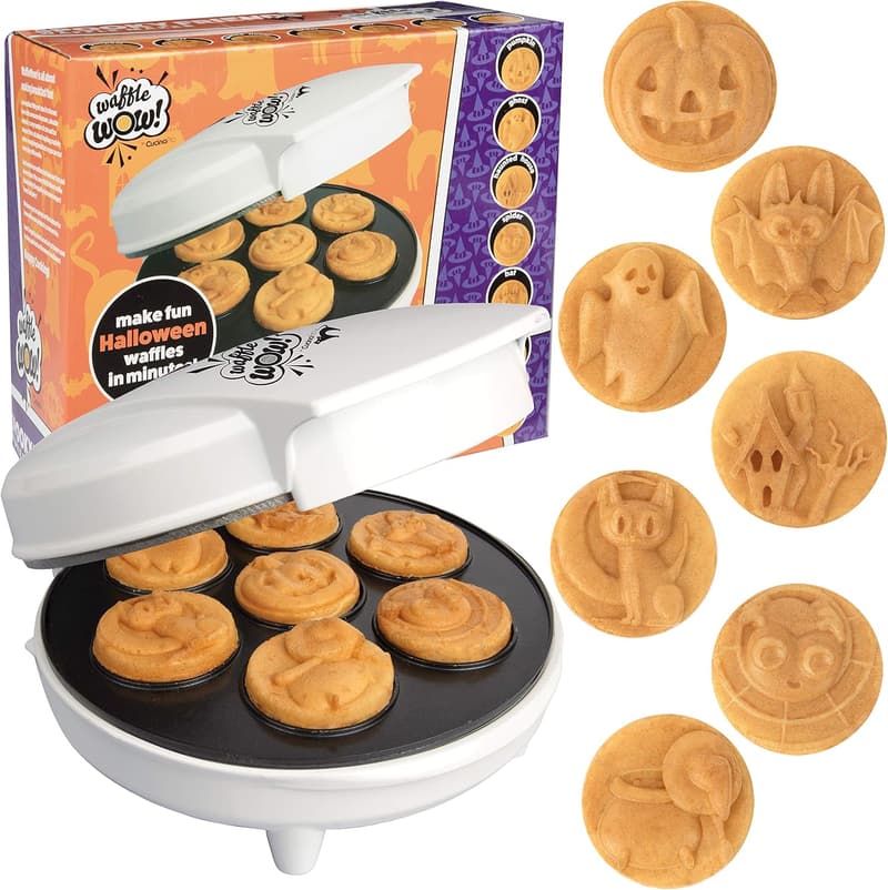 Halloween Mini Waffle Maker - 7 Spooky Designs for Kids