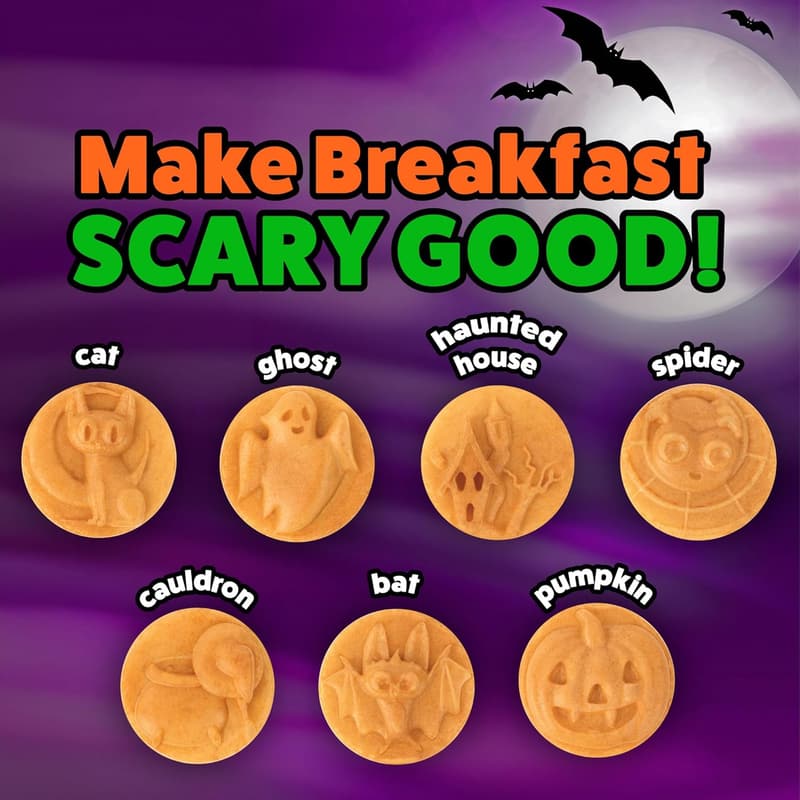 Halloween Mini Waffle Maker - 7 Spooky Designs for Kids