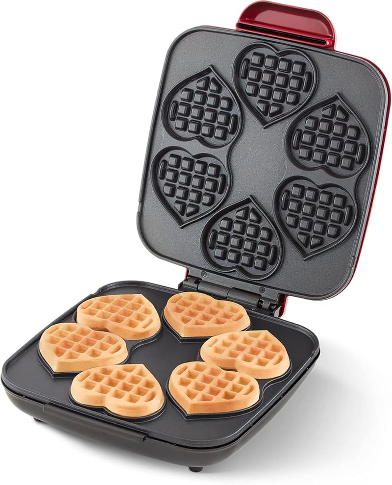 Mini Heart Waffle Maker - Nonstick, Quick Heat-Up for Kids & Families