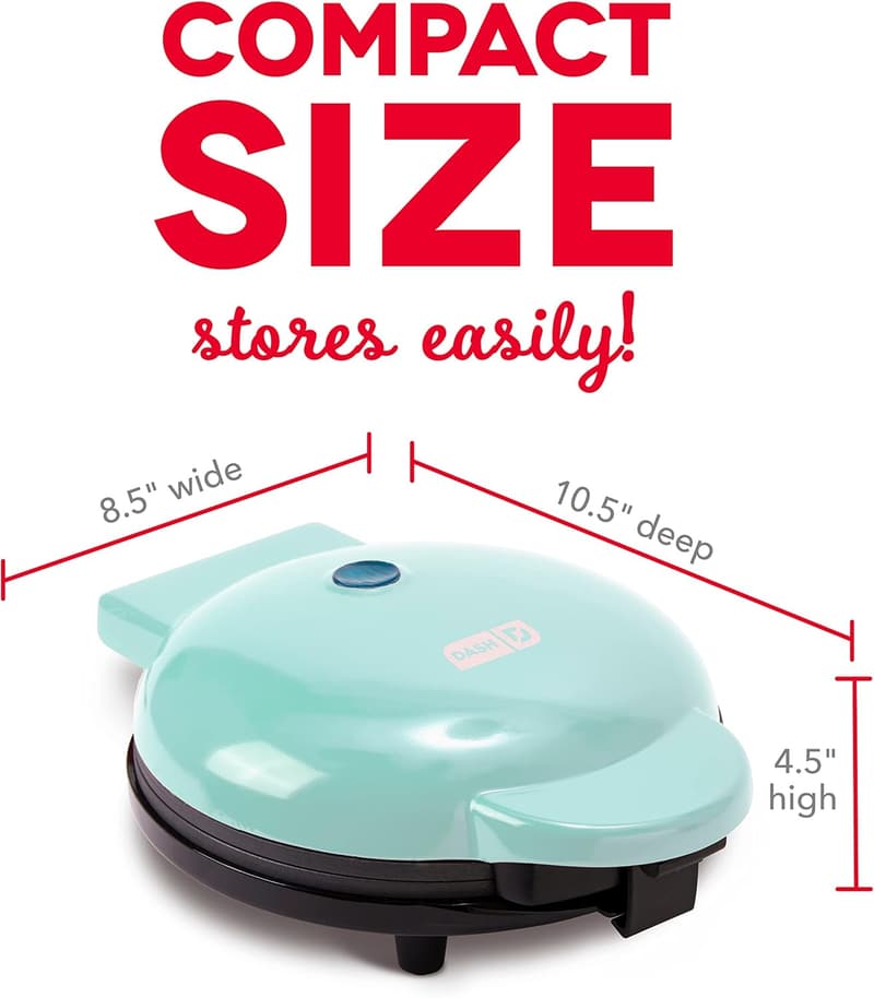 DASH Aqua 8” Waffle Maker with Non-Stick Cooking Surface