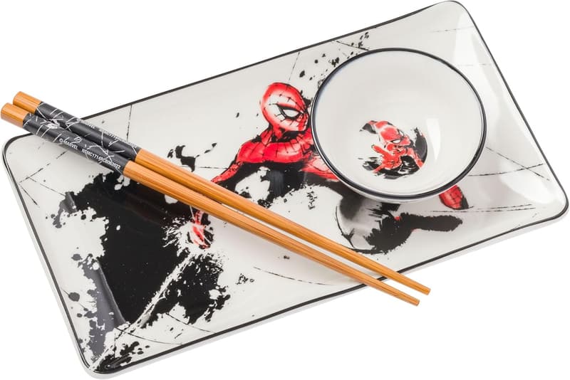 Spider-Man Ceramic Sushi Set with Dipping Dish & Chopsticks