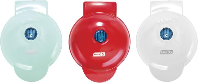 DASH 3-in-1 Mini Waffle Maker, Grill & Griddle - Red/Aqua/White