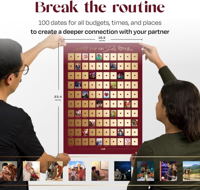 Couples Date Night Scratch Off Poster - Top 100 Ideas