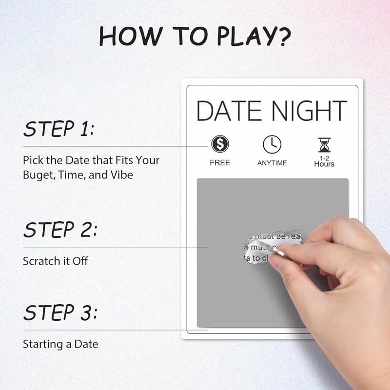 Valentine's Day Scratch-Off Date Ideas Card for Couples