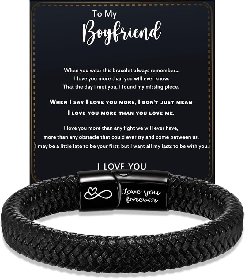 Infinity Engraved Leather Bracelet for Men - Gifts for Him