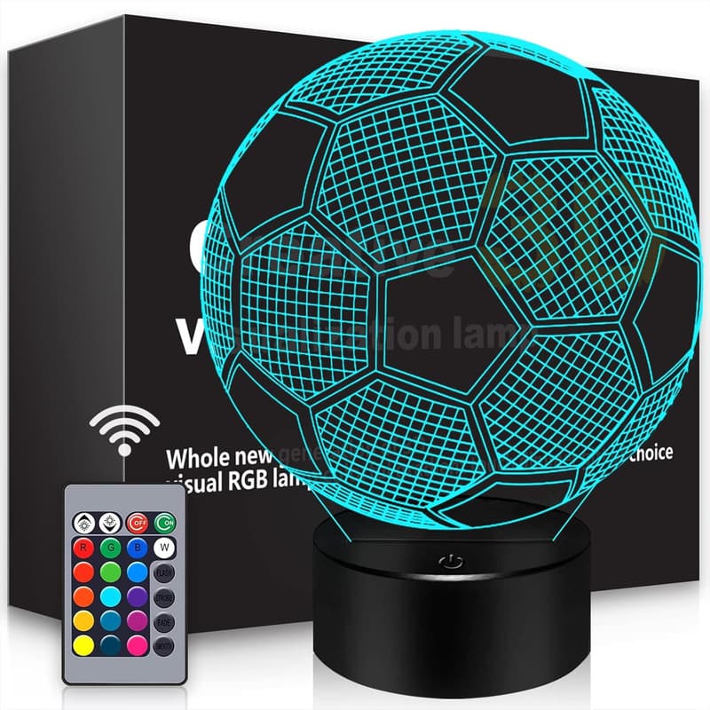 3D Soccer Night Light with 16 Colors - Perfect Birthday Gift for Kids