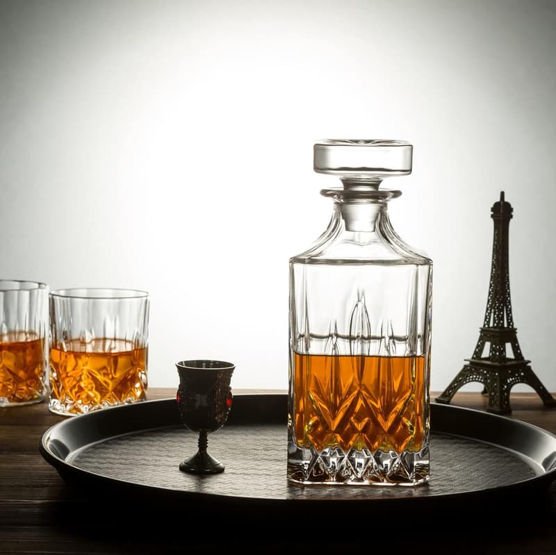 Luxury Whiskey Decanter Gift Set for Men - Non-Lead Crystal