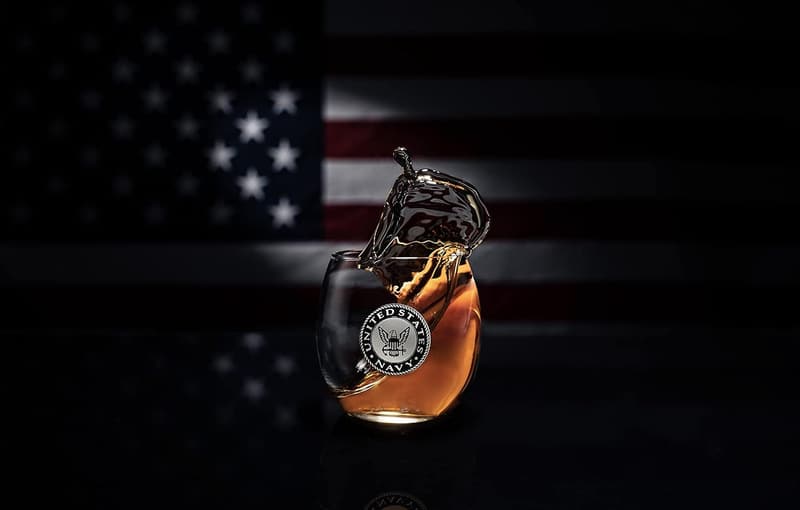 U.S. Navy Globe Whiskey Decanter Set with 4 Glasses for Men