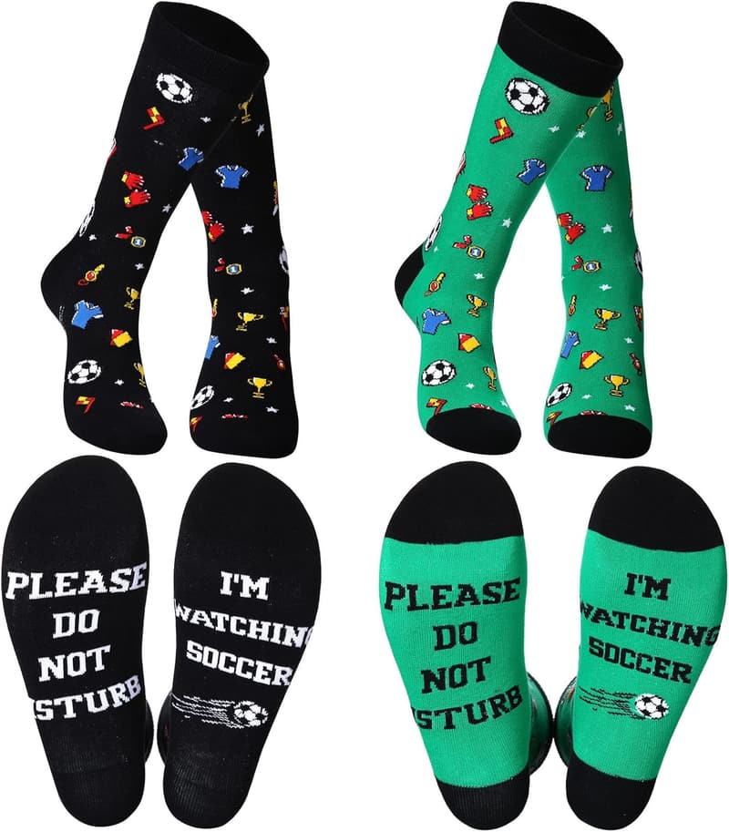 Funny Soccer Socks for Men - 2 Pairs (Father's Day Gift)