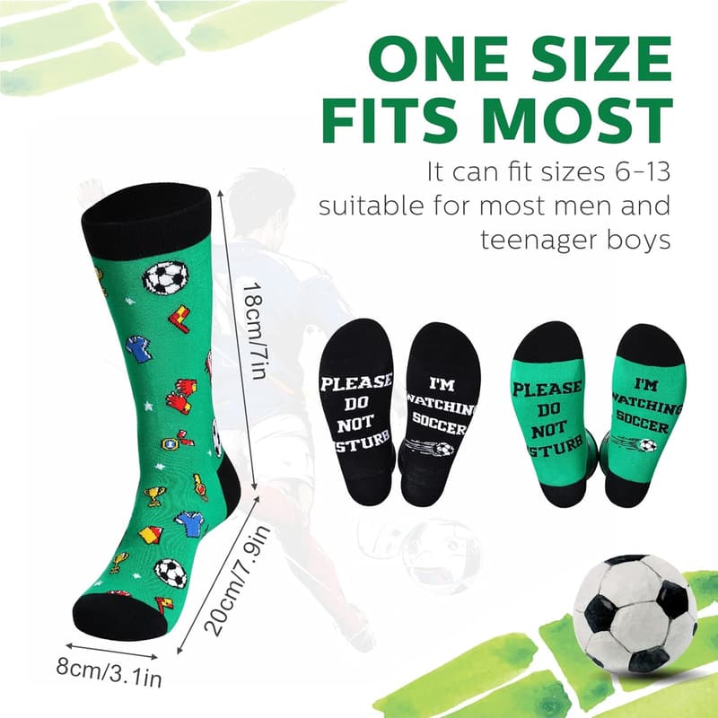Funny Soccer Socks for Men - 2 Pairs (Father's Day Gift)