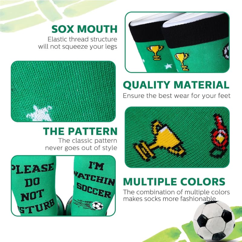 Funny Soccer Socks for Men - 2 Pairs (Father's Day Gift)