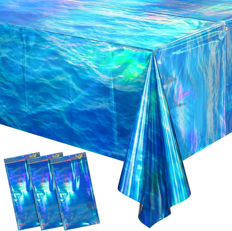 Ocean Blue Disposable Tablecloths - 3 Pcs for Beach Party Decor