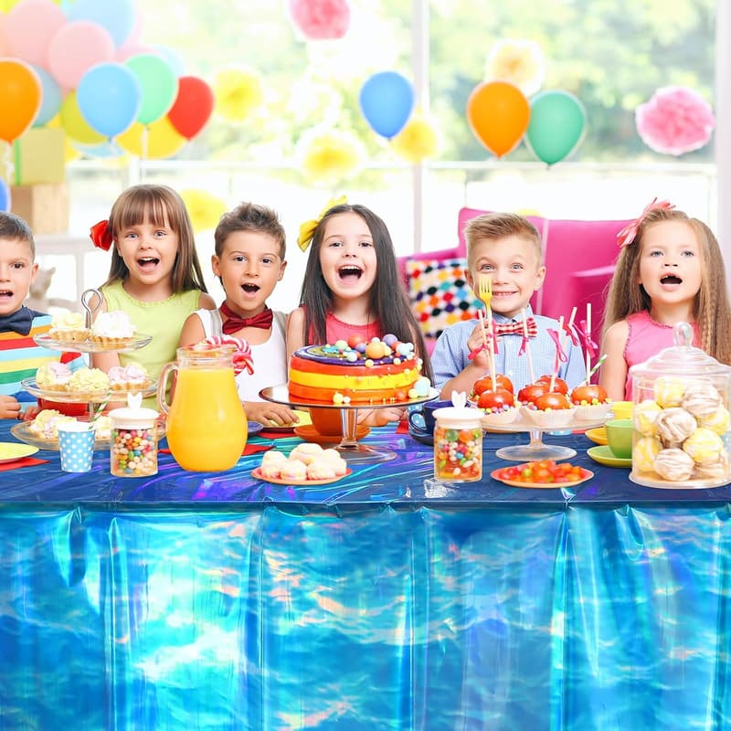 Ocean Blue Disposable Tablecloths - 3 Pcs for Beach Party Decor
