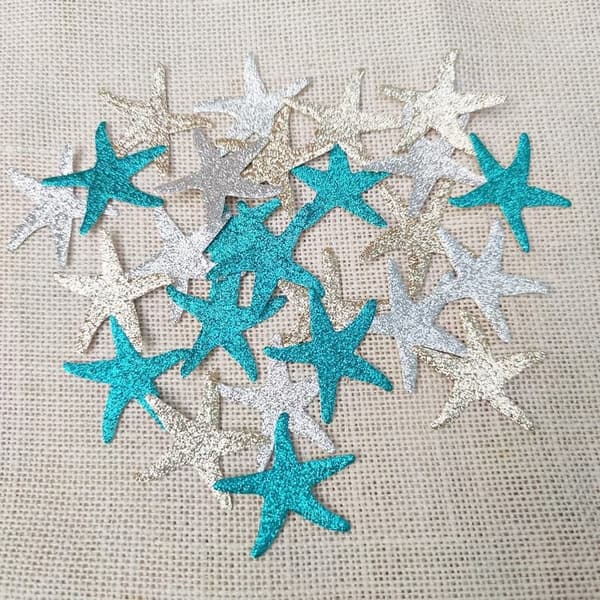 Teal Gold Silver Starfish Confetti for Beach Theme Party