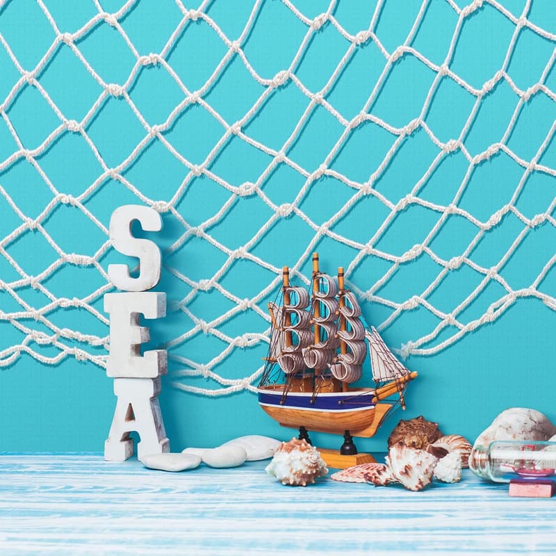 Nautical Party Tablecloth Set - 6 Pcs Cotton Fishnet Decor