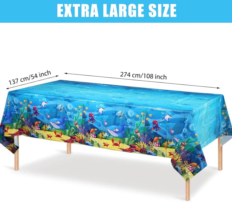 Ocean Birthday Party Tablecloth Set - 3 Pack, 54 x 108 Inch