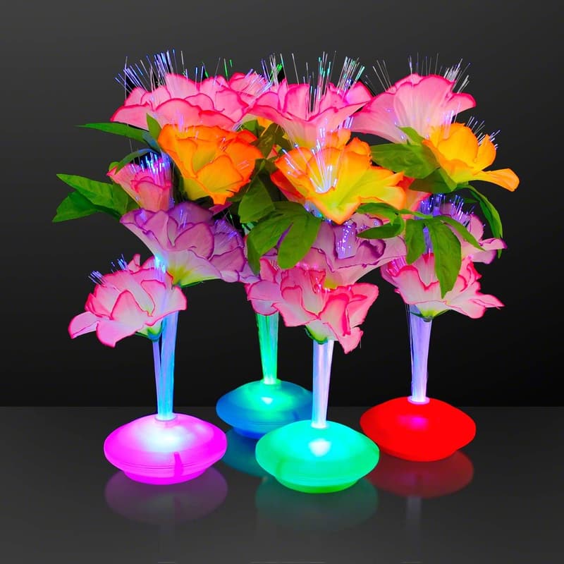 LED Fiber Optic Flower Centerpieces - Set of 12 for Events