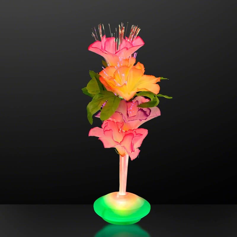 LED Fiber Optic Flower Centerpieces - Set of 12 for Events