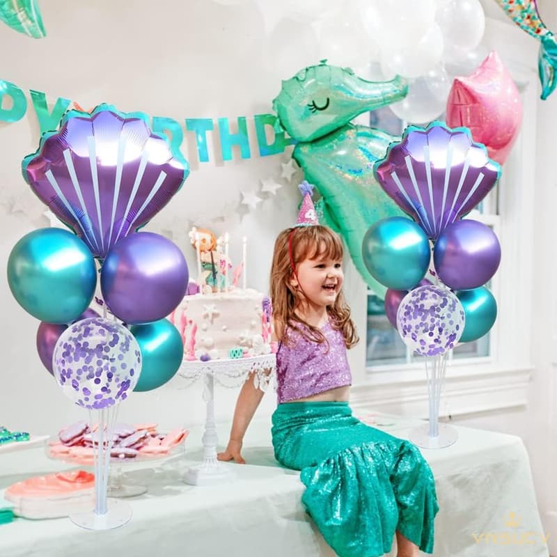 Mermaid Birthday Centerpiece Kit with Balloons & Sea Shells