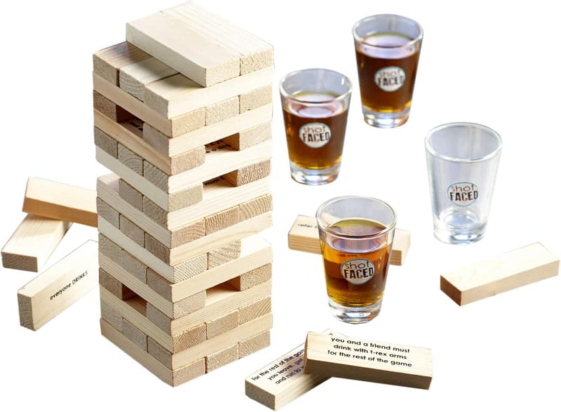 Game Night Tipsy Tower Drinking Game Set with Shot Glasses