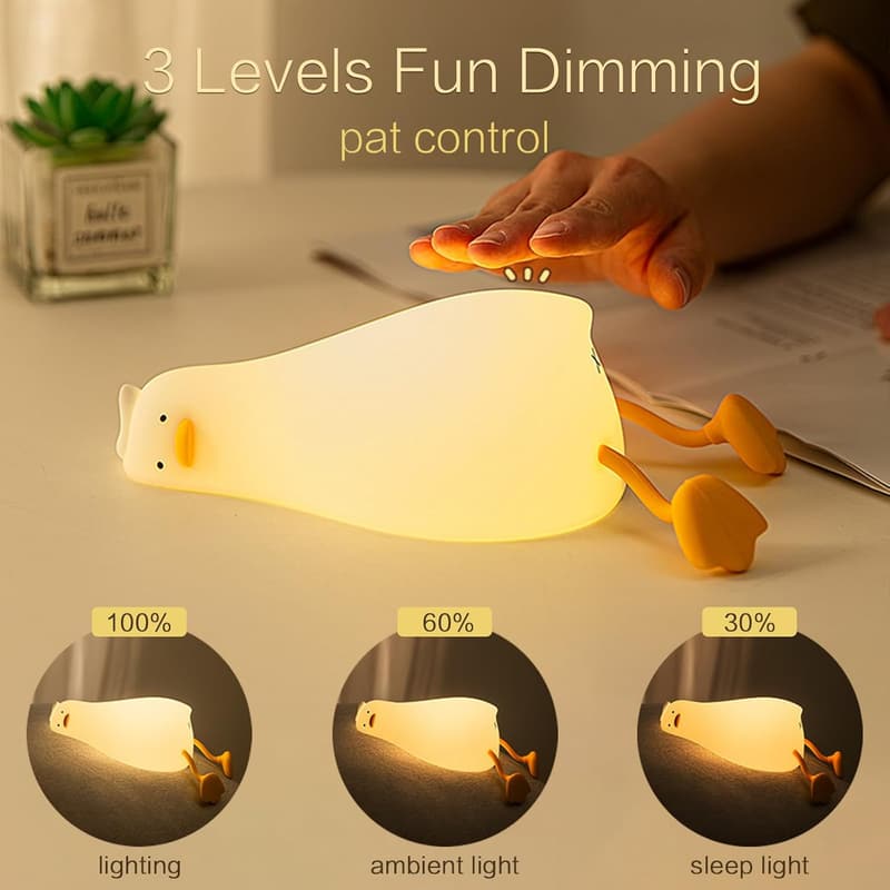 Cute LED Ducky Night Light - Rechargeable Silicone Decor Lamp