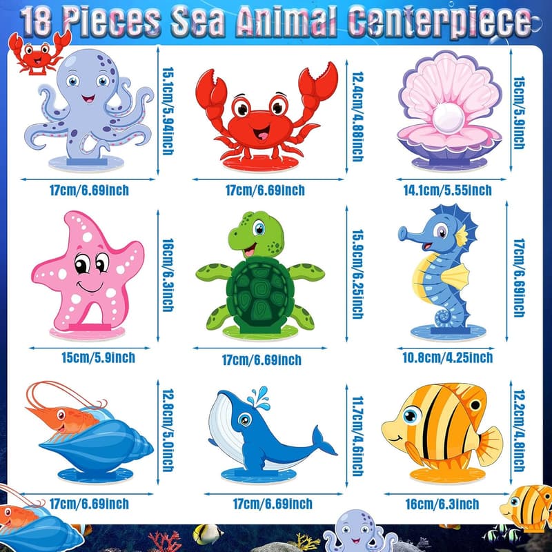 Ocean-Themed Birthday Party Centerpieces - 18 Sea Animal Decor