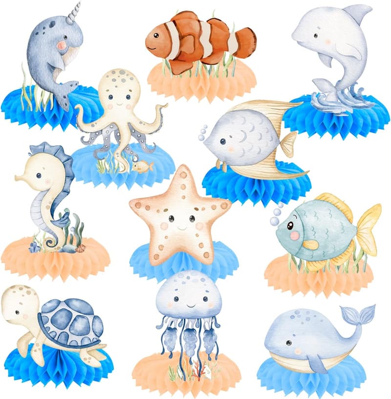 Ocean Animals Honeycomb Centerpieces - Baby Shower Decorations