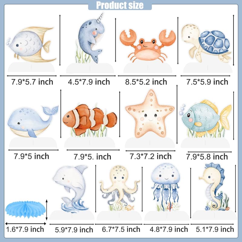 Ocean Animals Honeycomb Centerpieces - Baby Shower Decorations