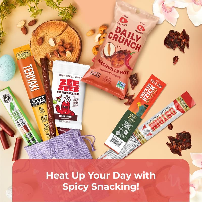 Father's Day Spicy Jerky & Nuts Gift Basket for Men