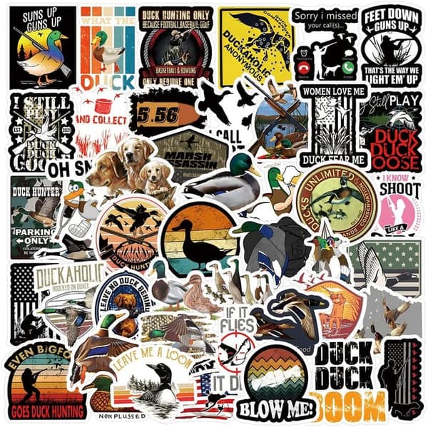Duck Hunting Stickers - 52 Waterproof Vinyl Decals for All Ages
