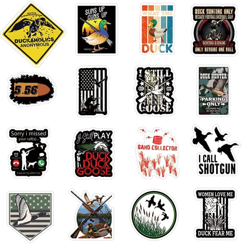 Duck Hunting Stickers - 52 Waterproof Vinyl Decals for All Ages