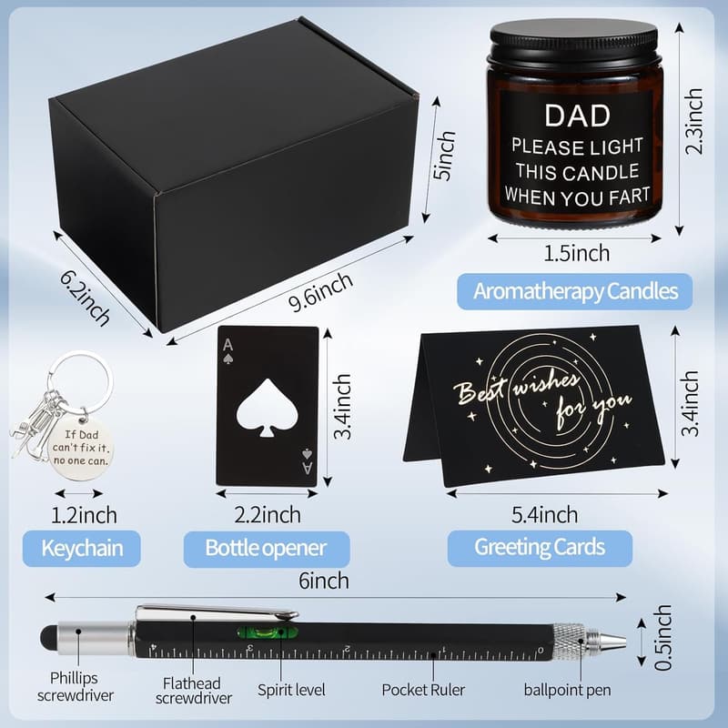 Father's Day Gift Set for Dad: Tumbler, Socks, Cap, Keychain, Card