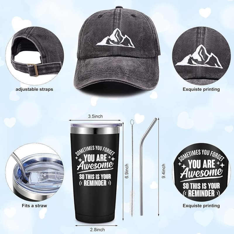 Men's Birthday Gift Set: Tumbler, Cap, Socks, Keychain