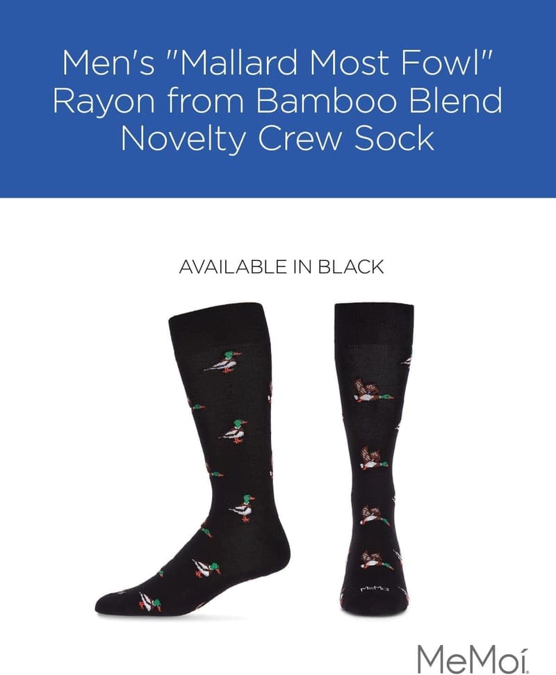 Men's Mallard Novelty Crew Socks in Rayon Blend