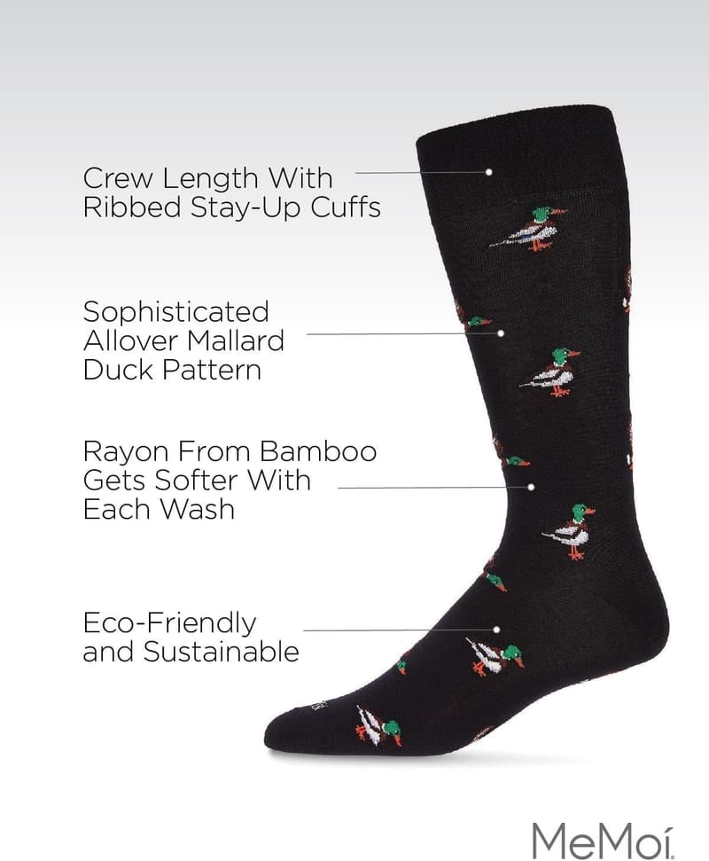 Men's Mallard Novelty Crew Socks in Rayon Blend