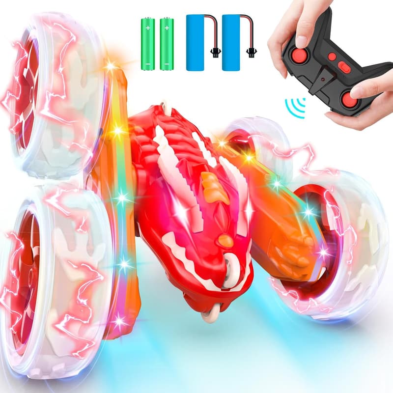 Dinosaur Remote Control Car with Lights - All-Terrain Toy for Kids