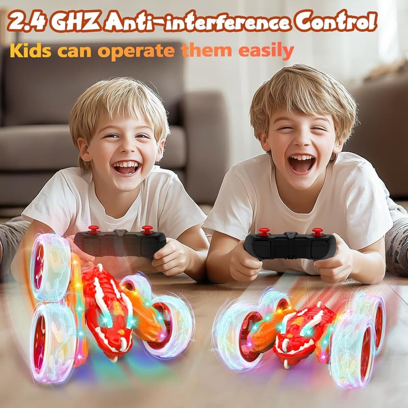 Dinosaur Remote Control Car with Lights - All-Terrain Toy for Kids